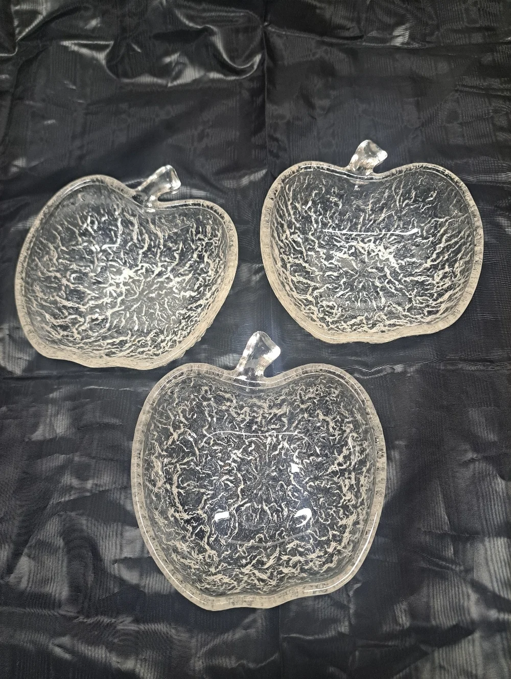 Clear Glass Apple Dishes - Set of 3
